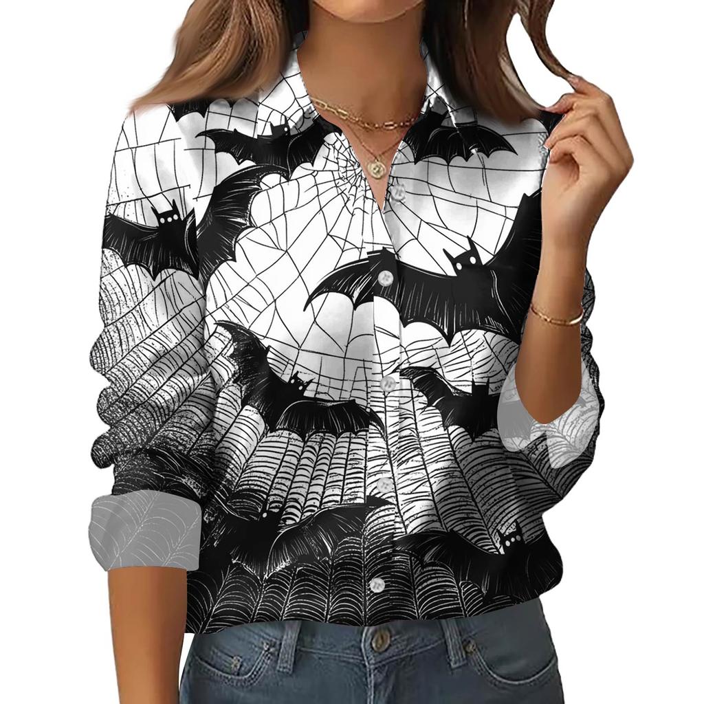 Skjorte for kvinner Bluse med knapp Langermet Uformell Basic skjortekrage Vanlig topp