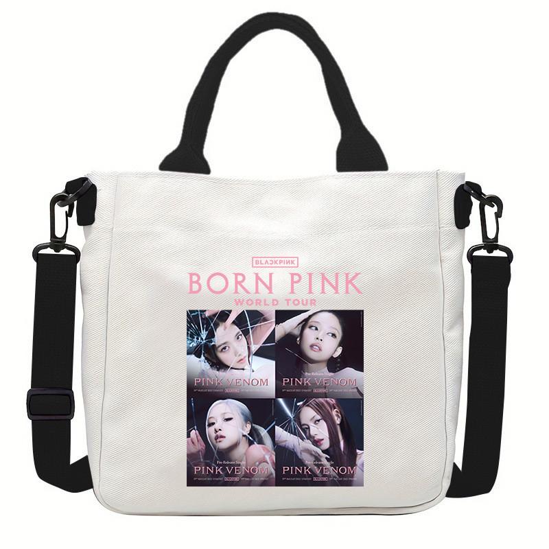 Rose Lisa Jennie Jisoo Printed Crossbody Bag Casual Canvas Shoulder Bags