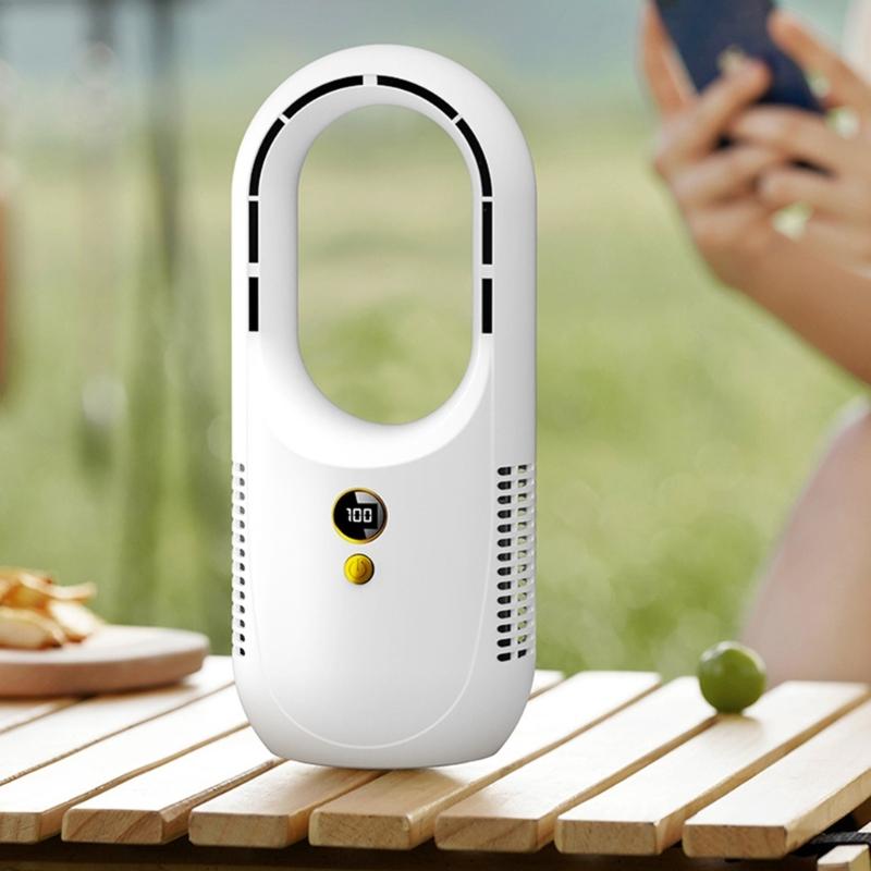 Bladeless Tower Fan USB Outdoor Fan Large Battery Rechargeable Fan Cooling Fan ABS Texture for Travel and Camping
