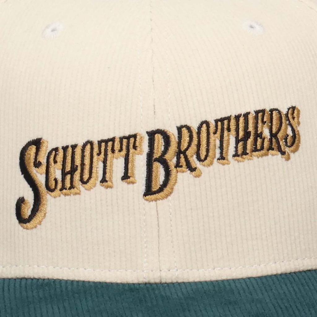 Schott Brother Logo Corduroy Flat Visor Cap (White)