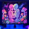 Cyberpunk Neon Skeleton Couple Embraces Tapestry Psychedelic Galaxy Background Room Decoration Home Decoration