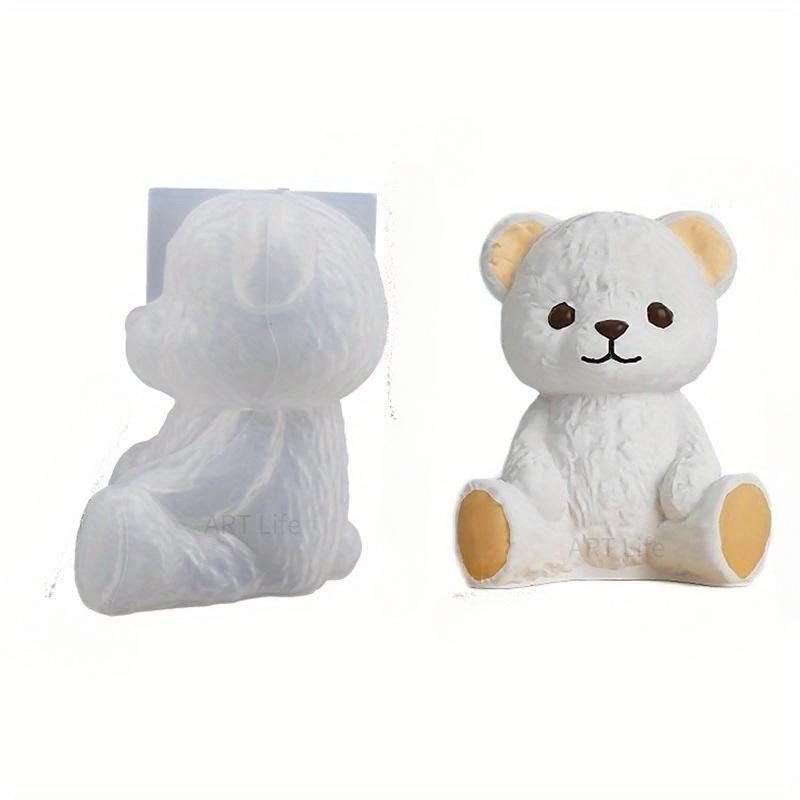 Silikonform für Kerzen, Motiv: Lächelnder Teddybär, 3D-Tierseife, Harz, Bastelset, Gipsherstellung, handgefertigt, Eiswürfelform, Heimdekoration, Geschenk
