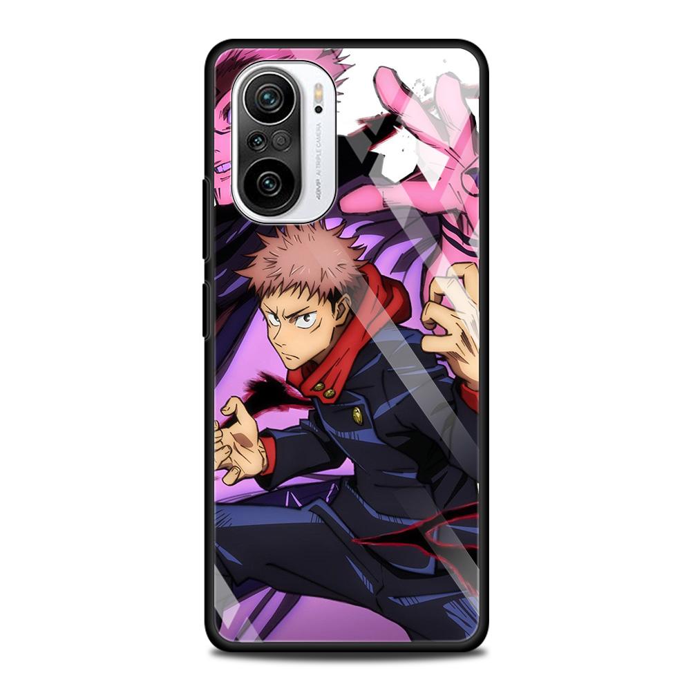 Jujutsu Kaisen Anime Tempered Glass Case Funda For Xiaomi Redmi Note 9S 10 11 9 8 Pro 10S 8T 9T 9A 9C K40 Back Shell Cover Coque