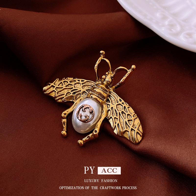 Vintage Retro Méh Gyöngy Bross Ékszer - Klasszikus Női Divatkiegészítő