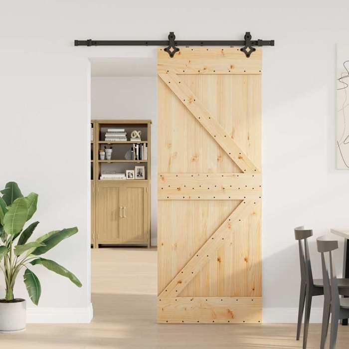 VidaXL Sliding Door and Hardware Kit 80x210 Cm Solid Pine 3332631