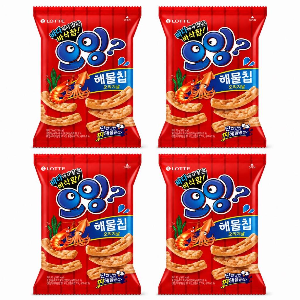 Lotte Squid & Shrimp Flavored Crisp Sticks 75g