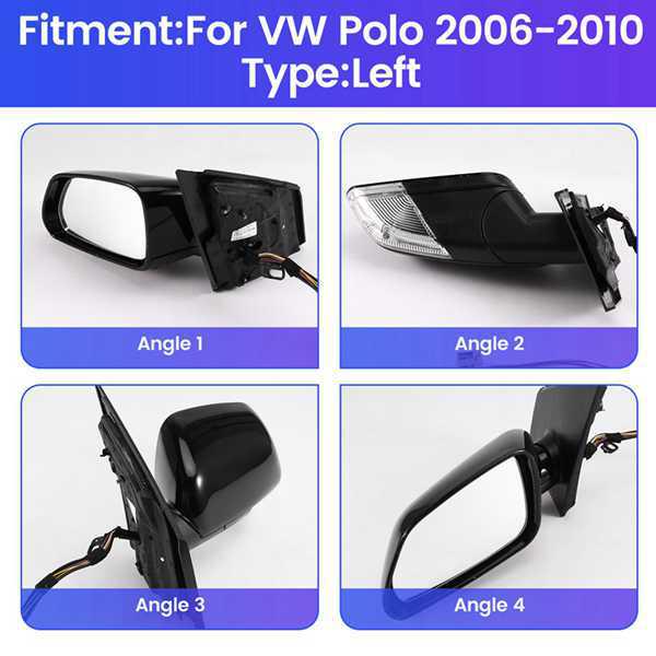 Левое электрическое зеркало заднего вида с указателем поворота для Volkswagen Polo 2006-2010 None