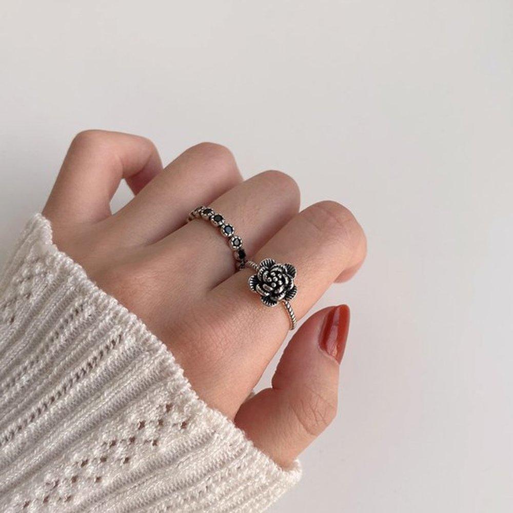 

Aselta Onyx Black Gemstone Ring 925 Silver Women s Silver Open Ring