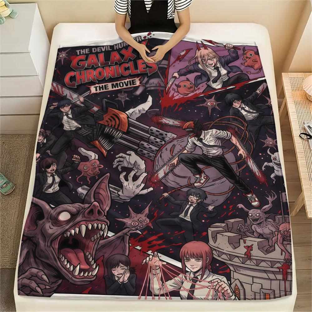 Chainsaw Man characterPrint Flannel Blanket, High quality Comfortable for All Seasons, Home Decor, Warmth and Comfort
