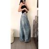 Women's High Waist Wide Leg Jeans Loose Fit Vintage Straight Leg Jeans Distressed Washed Denim Long Trousers For Summer Casual Daily Wear