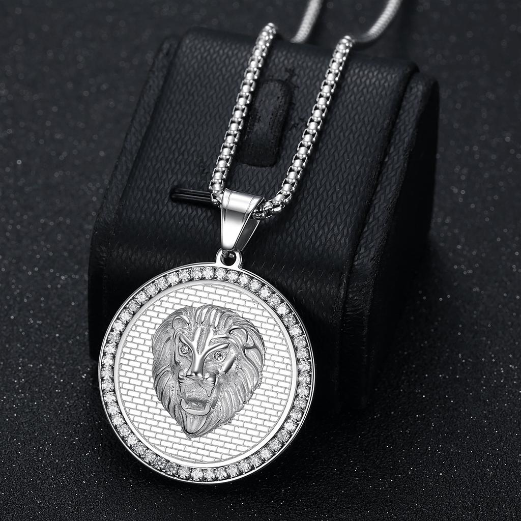 2025 Modetrend Schmuck Eingelegter Zirkon Löwenkopf Anhänger Halskette