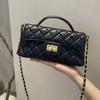 New Summer Versatile Women's Crossbody Small Square Bag, First Layer Sheepskin Single Shoulder Diamond Grid Small Fragrant Chain Bag