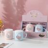 Creative Heart Shaped Lockhead Couple Cups Ceramic Cups with LIDS  Spoons High Appearance Level  Gift Mugs  High End Gift Box Set