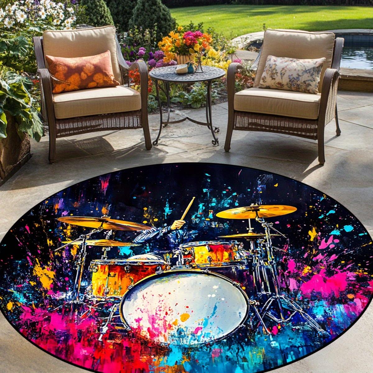 

Stylish Print Round Area Rug Classic Design Non Slip Floor Mat Living Room Bedroom Office Easter Valentine Spring Decor Diameter 60cm