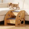 Hundetreppe für kleine Hunde Holz Haustierrampe für Bett Couch Auto Rutschfest 2-Stufen Leiter für Welpen Kätzchen Klein Alt Kurzbeinig
