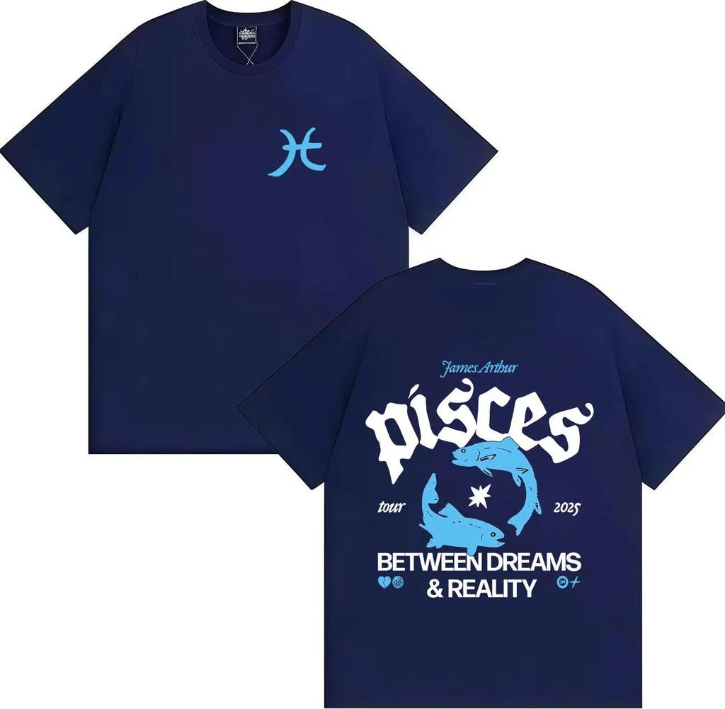 The Pisces World Tour Street Aesthetic Tops Harajuku James Arthur T Shirt Y2K Casual Print Tshirts Summer Oversized Tees Unisex