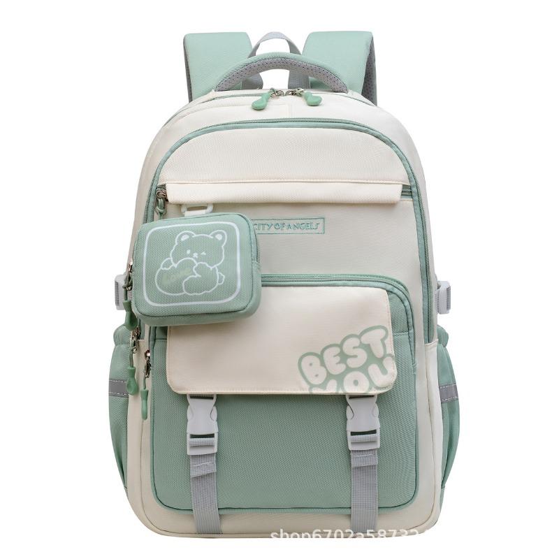 

Рюкзак для начальной школы новый для девочек милый рюкзак водоотталкивающий повседневный нейлоновый рюкзак для снижения нагрузки модный зелёный