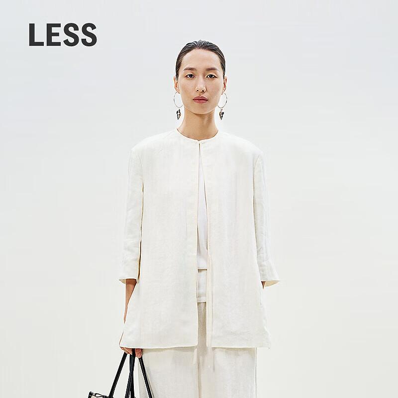 Women's Hemp Linen Collarless 3/4 Sleeve Jacket