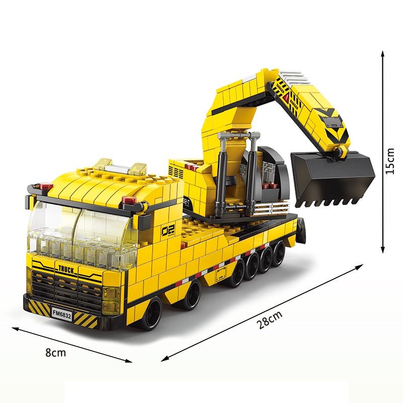 1000pcs 6 In 1 Engineering Crane Truck Building Blocks City Construction Bricks Bulldozer Car Set for Children Kids TOYS