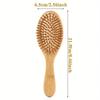 Wooden Bamboo Paddle Hair Brush Natural Air Cushion Scalp Massage Comb Detangling Anti-Static Hairbrush For Real Hair Wig