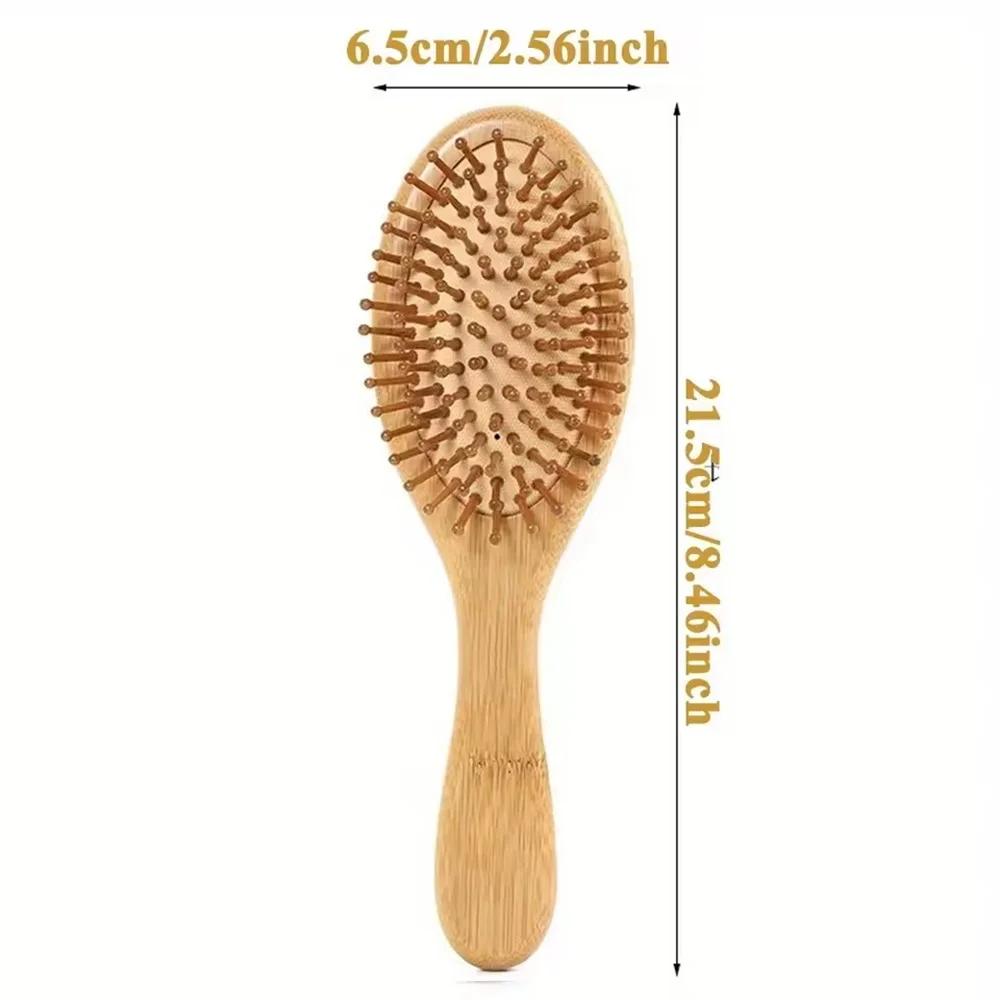 Wooden Bamboo Paddle Hair Brush Natural Air Cushion Scalp Massage Comb Detangling Anti-Static Hairbrush For Real Hair Wig