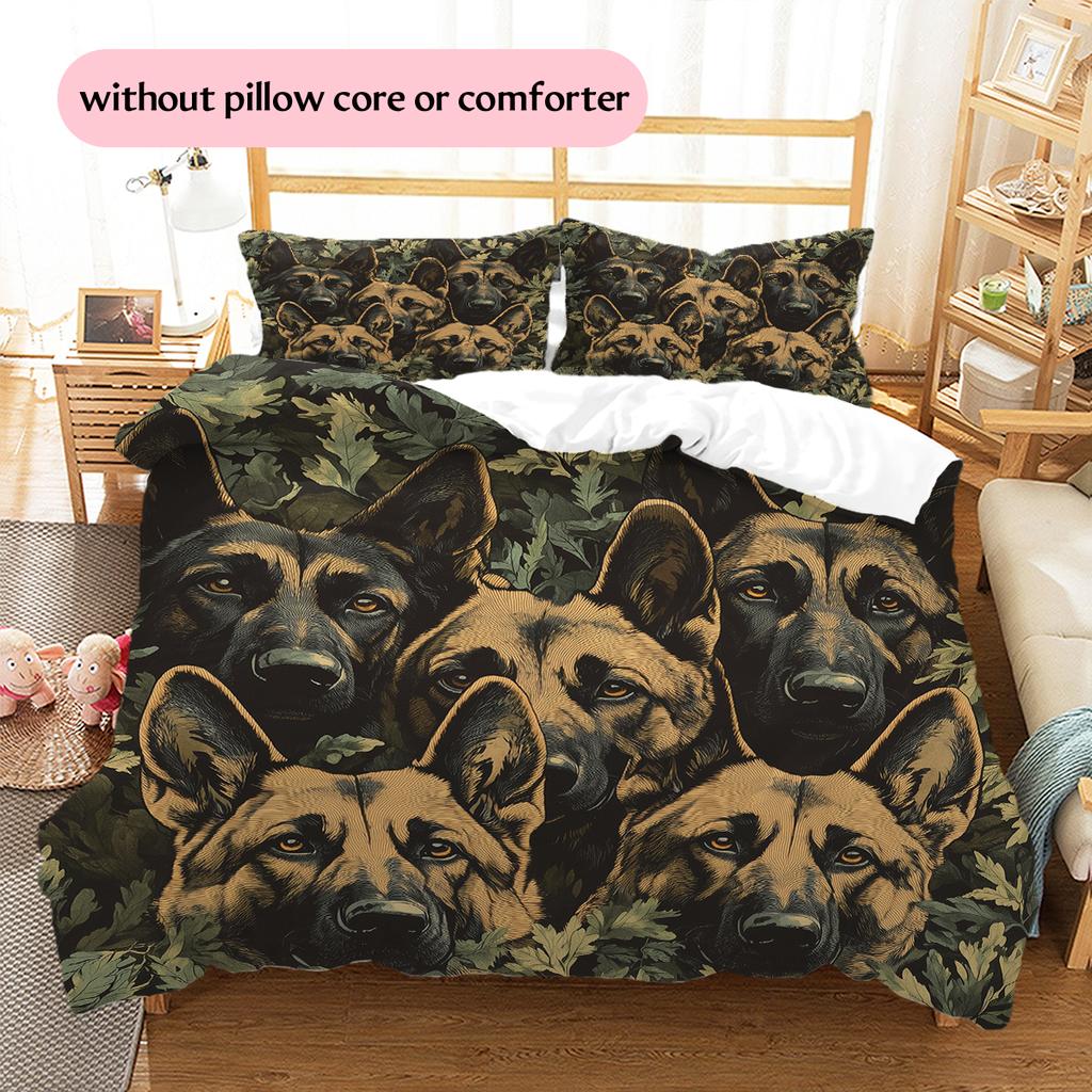 German Shepherd Pattern Bedding Home Decoration Birthday Gift (1 * duvet cover + 2 * pillowcase, without core)