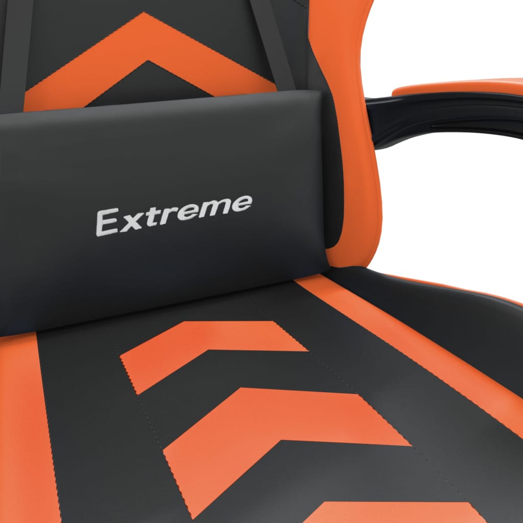 Gaming Chair with Footrest Black and Orange Artificial Leather