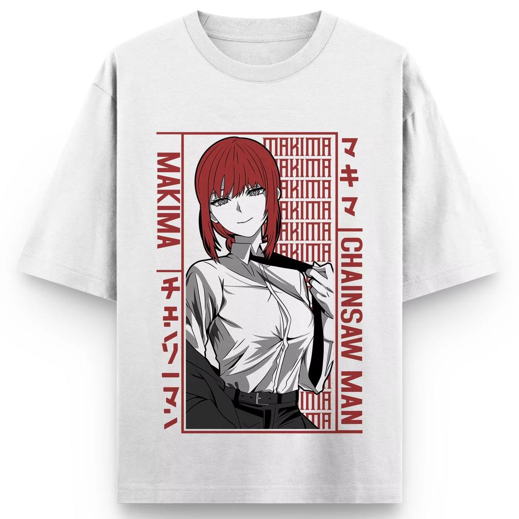 2026 Nowa Gorąca Letnia Koszulka Bawełniana z Graficznym Nadrukiem Chainsaw Man Makima Mężczyźni Kobiety Harajuku Hip Hop Punk Koszulka Bawełniana Gotycka Okrągła Koszulka