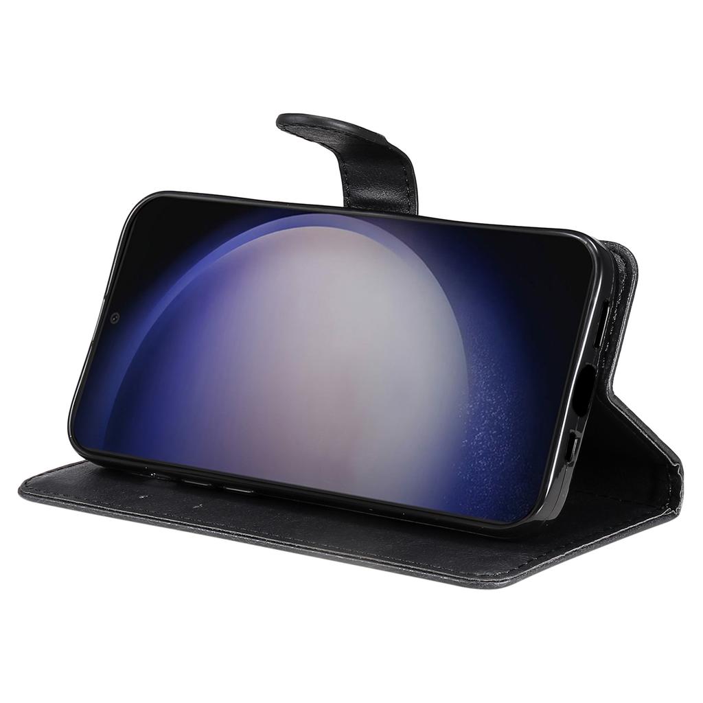 For Samsung Galaxy S25/S24 Case Solid Color Leather Mobile Cover Wallet Stand with Strap