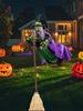 Flying Witch Decoration with Terrifying Lights Halloween Props Halloween Flying Witch Decor for Garden Yard Lawn Indoor