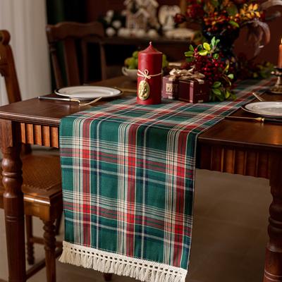 Camino de mesa de otoño navideño, camino de mesa de algodón suave con borlas, tejido de macramé, decoración de mesa para el hogar y la sala de estar