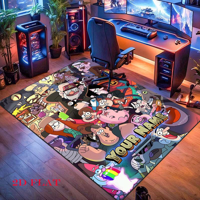 Custom Gravity Falls Carpet Rug for Living Room Bedroom Home Sofa Decoration,Kids play Nonslip Floor Mat