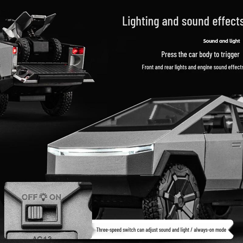 Cyber Pickup Truck with RV Trailer Die-cast Model