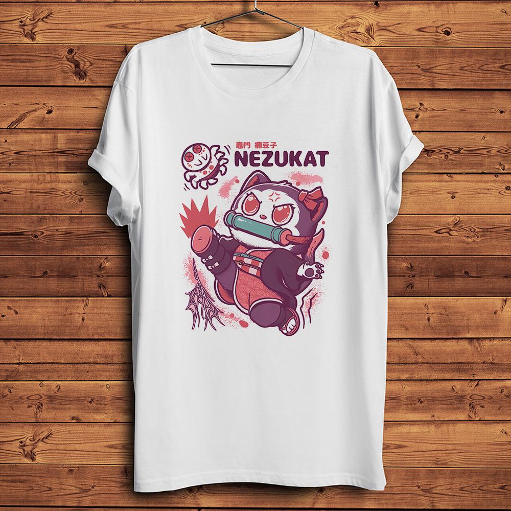

Unisexga Nezuko Cat Meow Funny Kimetsu No Yaiba Anime TshirtUnisex White Casual Short Sleeve TShirtBreathable Nocracking Print 4XL