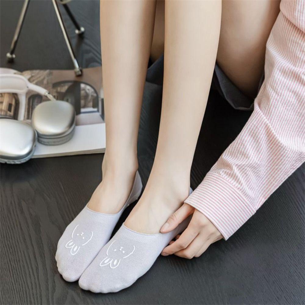 

Summer Invisible Animal Print Hosiery Korean Sock Slippers Low Cut Boat Socks Women Cotton Socks