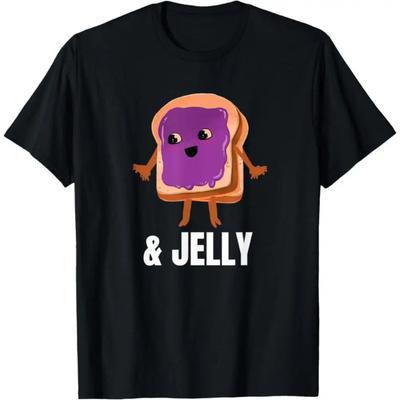 Funny Jelly Toast T-Shirt - Cute Cartoon Food Couple Matching Graphic Tee, Unique PB&J Lover Gift for Men Women, Best Friend Top