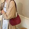Faux Suede Solid Color Large Capacity Hobos Shoulder Bags for Women High Quality Versatile Undearm Ruched Handle Bags