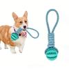 Dog Chew Toy with Treat Dispenser, Silicone Ball & Rope (18cm/5cm), Interactive Pet Play Toy