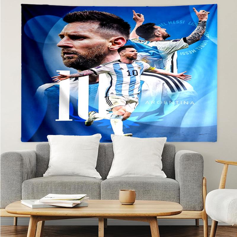 Weltcup-Feier Messi Wandteppich zum Aufhängen für Schlafzimmer, Wohnzimmer, Spielzimmer, Dekorations-Kunstzimmer Wandteppich Feiertags- und Geburtstagsgeschenke