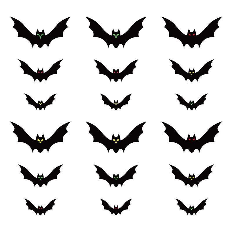 

18/54/90 шт. Набор 3D черных наклеек на стену в виде летучих мышей, предметы первой необходимости для Хэллоуин-вечеринки, для декора дома, комнаты, оконного стекла, наклейки для внутреннего использования 18Pcs чёрный