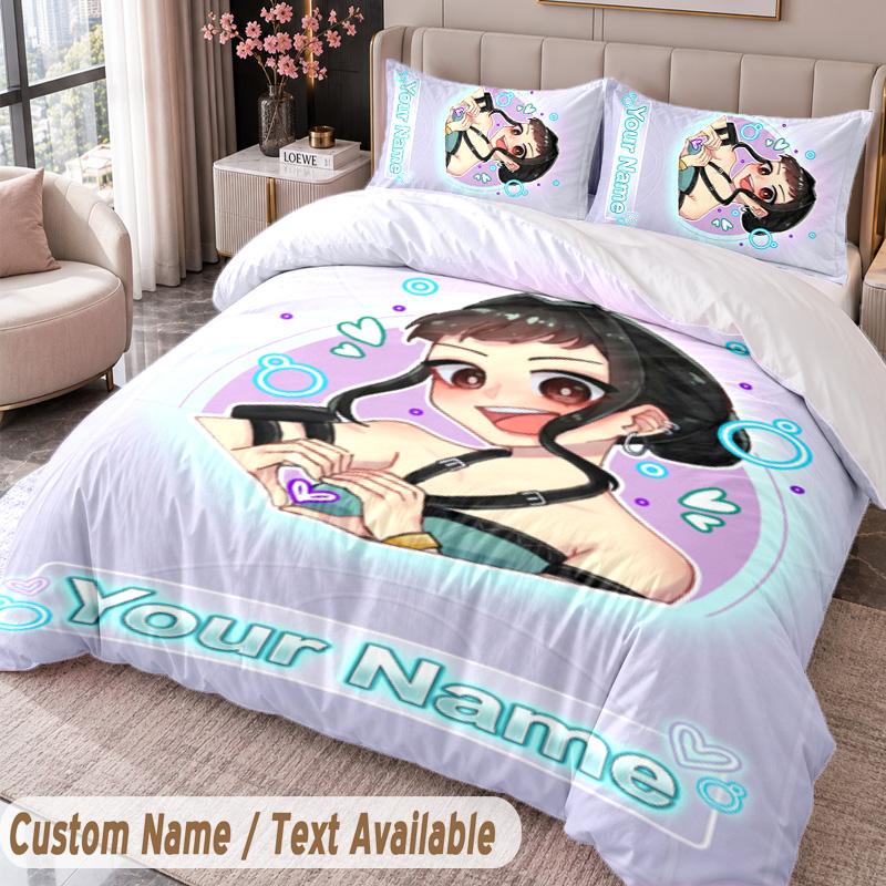Kpop Demon Hunters Printed Bedding Set Custom Name Text 1 Duvet Cover 2 Pillowcases For Bedroom