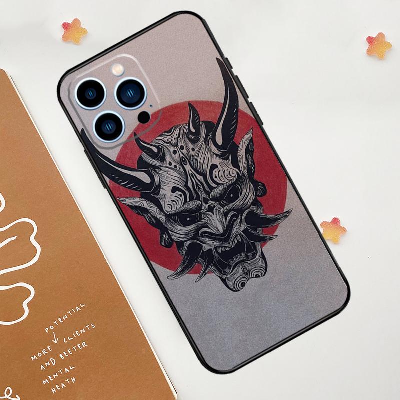 Japanese Oni Hannya Demon Mask Phone Case For iPhone 17 Pro Max 11 14 15 16 Pro Max 12 13 Mini 16 Plus 16e 17 Air Funda