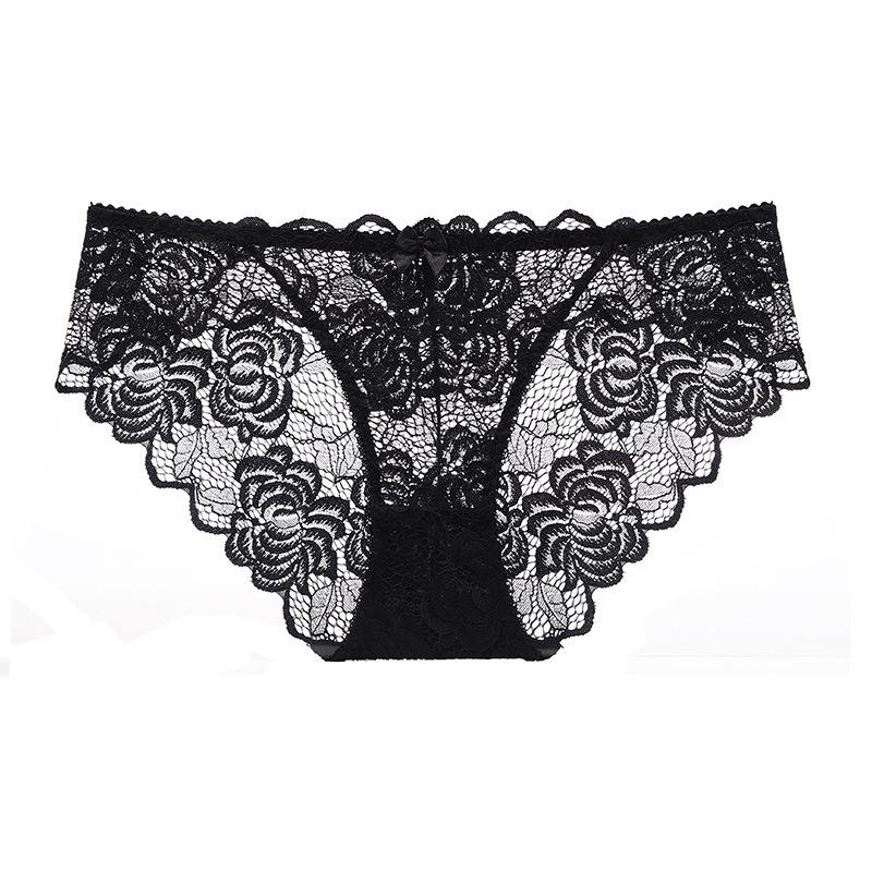 Sexy Underwear Ultra-thin Transparent Lace Oversized Women's Underwear Hip Lifting Low Waist Triangle Panties