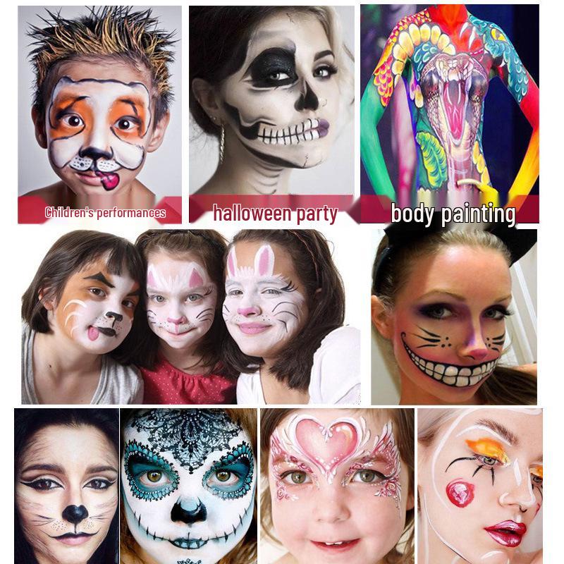 12-Color Body and Face Oil Paint Set for Halloween & Theatrical Performances