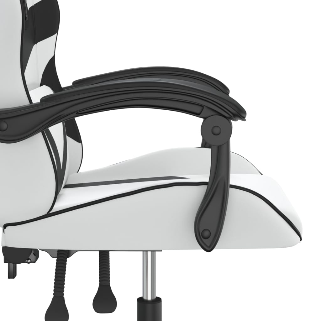 Gaming Chair In White and Black Synthetic Leather