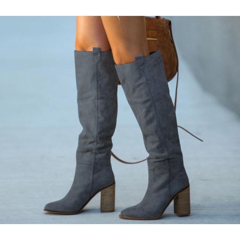 Autumn Winter Women Fashion Casual Vintage Retro Long Knee-high Cowboy Boots Square Heel Long Boots Botas De Mujer