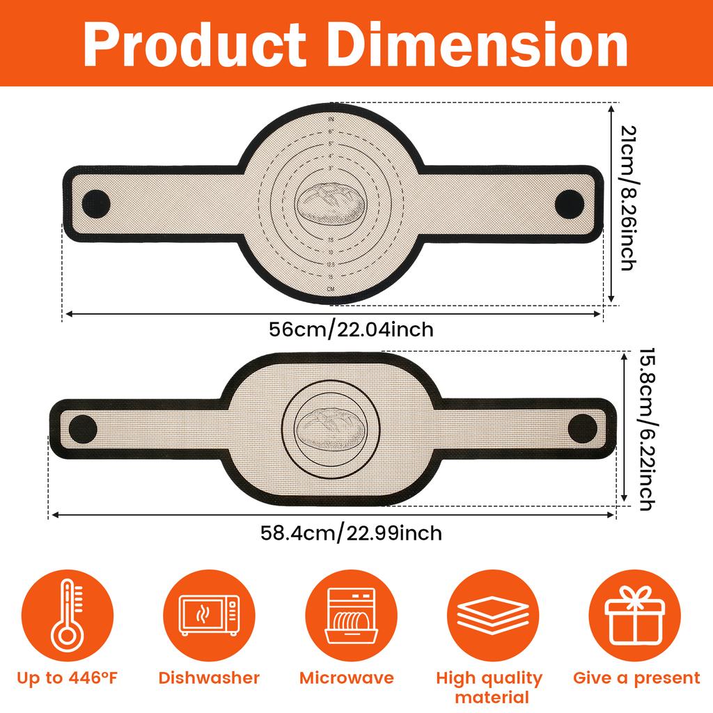 2 stk Silikonbrødmatte Langt håndtak Varmebestandig bakebrødslynge Surdeigsbakematter for deigbakst Cookie Kjøkkenverktøy