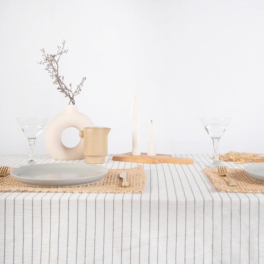 Natural Fabric Tablecloth,100% Pure Linen Solid Color Table Cover,For Kitchen Dining Room Party Holiday Tabletop Decoration