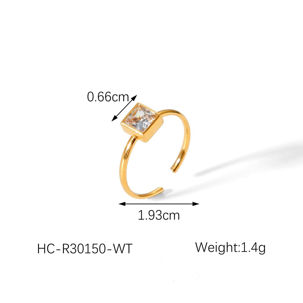 

Titanium Steel Ring for Women, Niche Light Luxury High-end Stainless Steel Plated with 18K Gold, Inlaid Square Zircon Ri белый