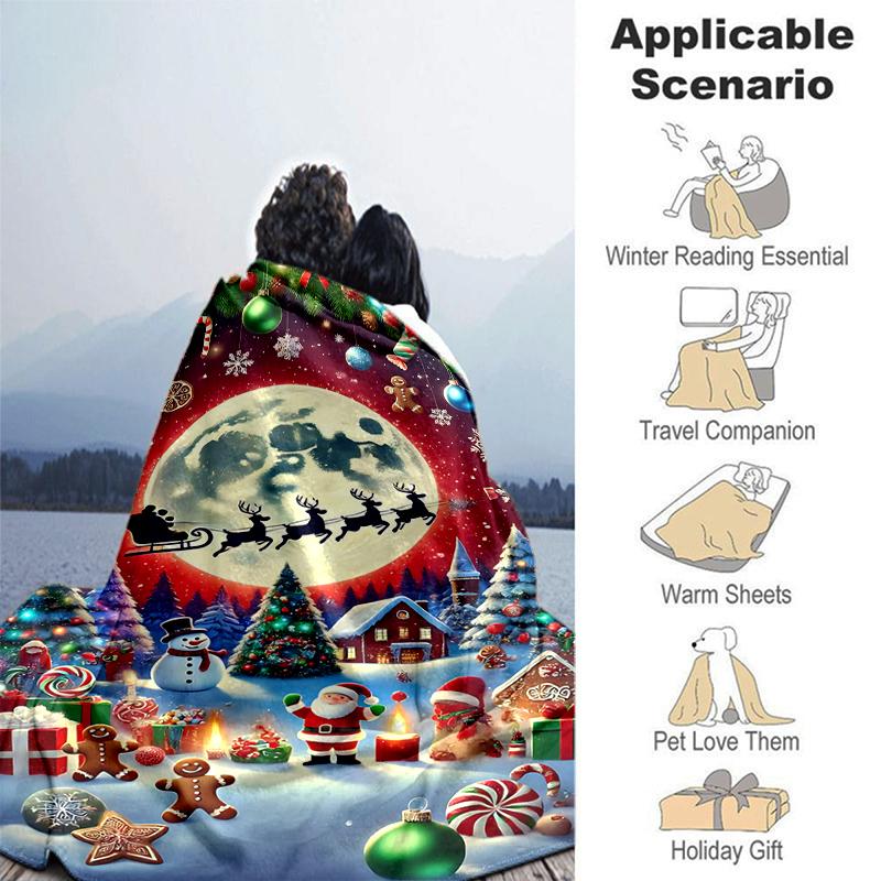 1Pc Christmas Night Fantasy Blanket Soft And Comfortable Casual Warm Camping Travel Christmas Halloween Gift M921284